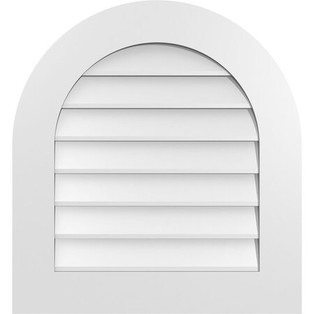 Ekena Millwork Round Top Surface Mount PVC Gable Vent: Non-Functional, w/ 3-1/2"W x 1"P Standard Frame, 24"W x 26"H GVPRT24X2601SN